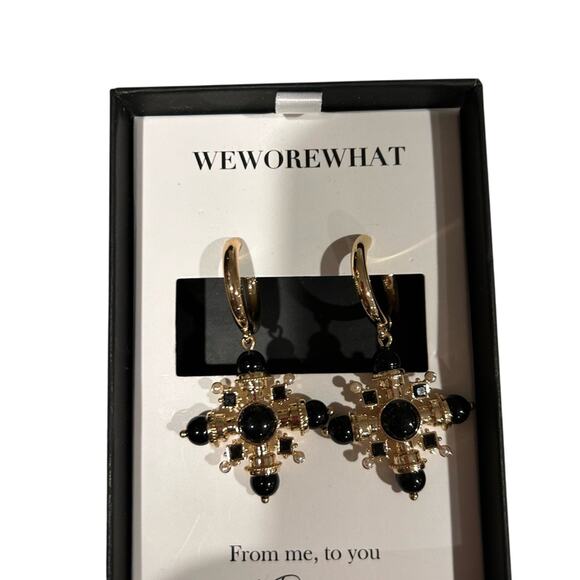 We Wore What Black And Gold Pendant Earrings New in the box - Picture 4 of 4